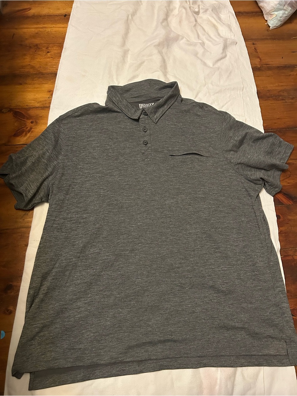 Duluth Trading Co Gray Heather Short-Sleeve Polo